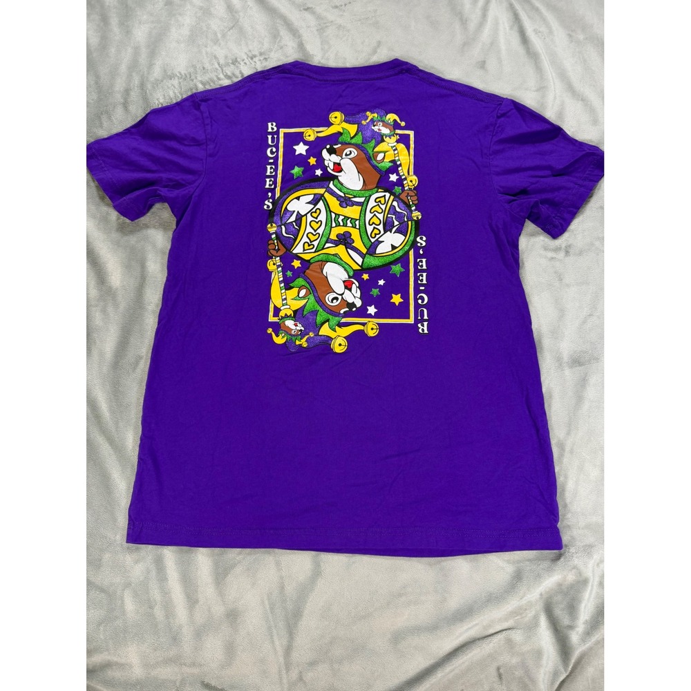Bucees Glitter Mardi Gras 2026 T-Shirt Cotton Adult M Purple Beads Jester